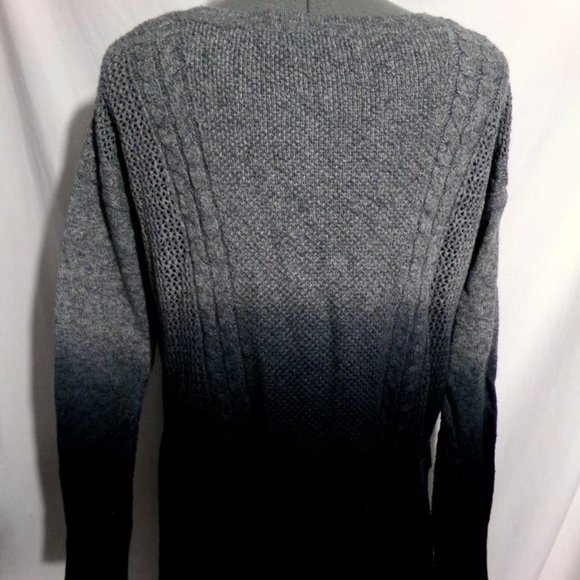AMERICAN EAGLE Crochet Sweater Top XS Gray Blue Cable Lattice knit Chenille Ombr - Picture 4 of 5